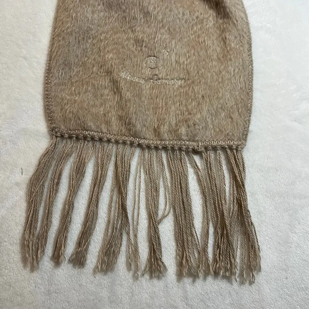 Alpaca Camargo Wool Blend Fringe Scarf Boho Cottagecore Outerwear